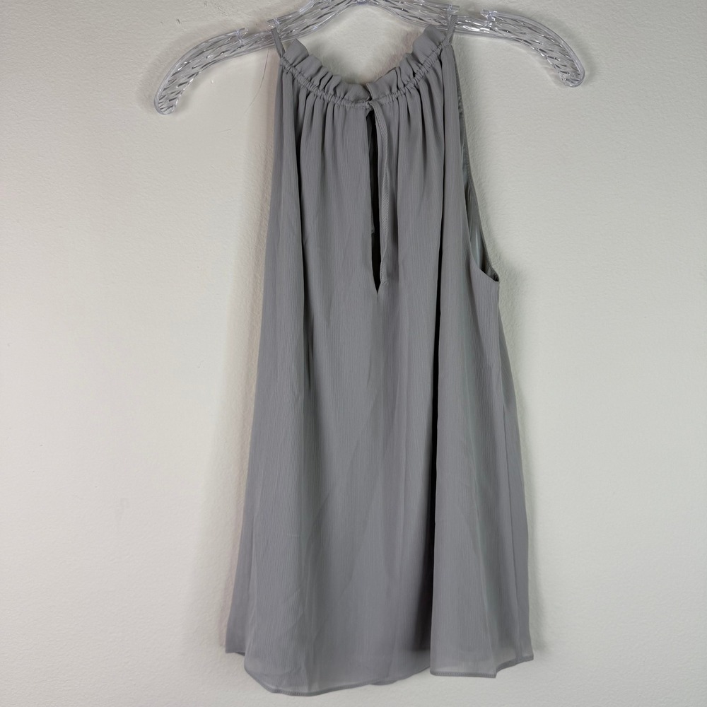 H&M Blouse Womens Small Gray Halter Neck Pleated Chiffon Keyhole Back Sleeveless - Picture 3 of 5